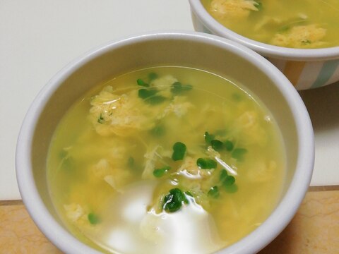 かいわれと卵の中華スープ
